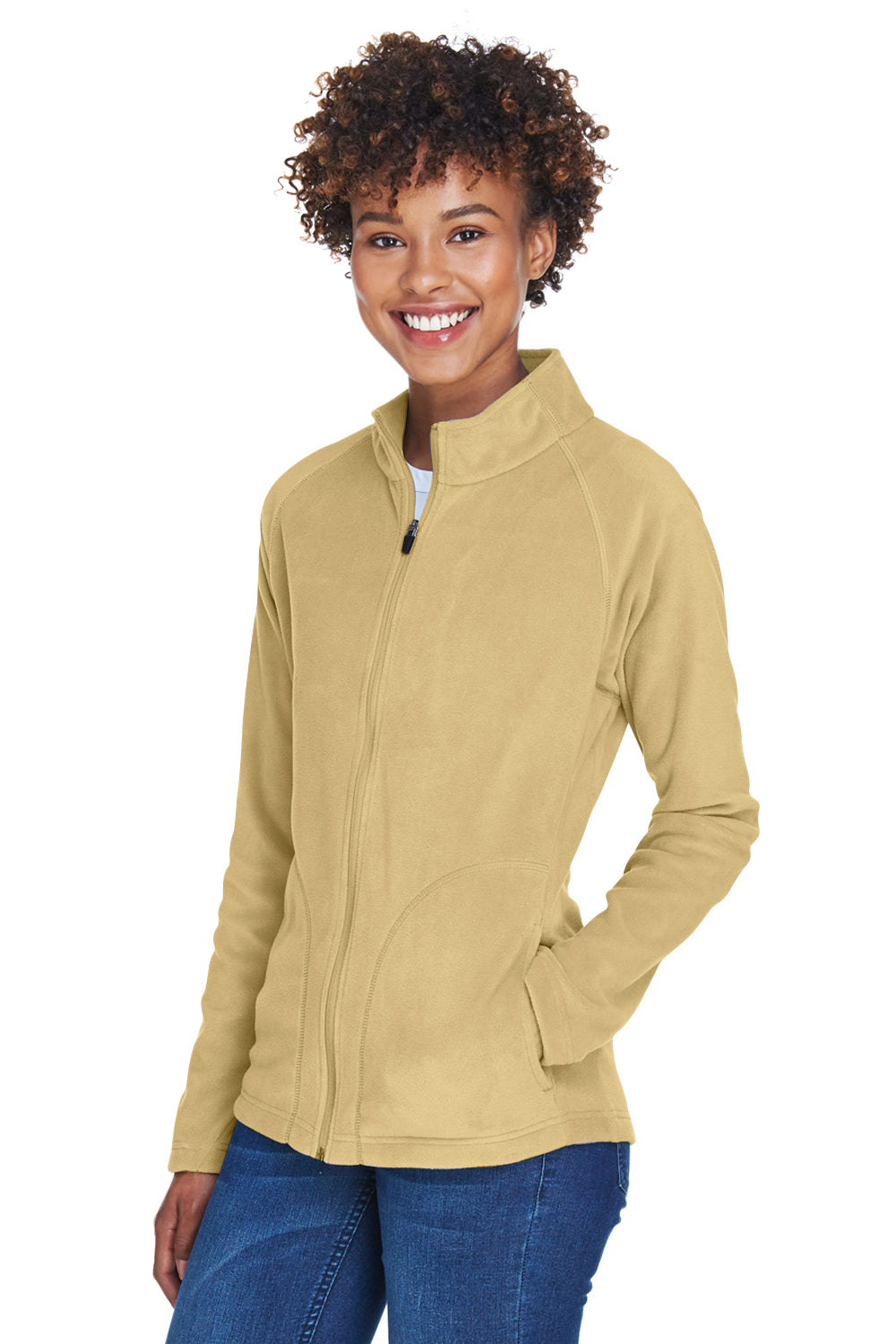 Team 365 TT90W Womens Campus Pill Resistant Microfleece Full Zip Jacket Vegas Gold Model 3q