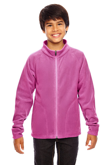 Team 365 TT90Y Youth Campus Pill Resistant Microfleece Full Zip Jacket Charity Pink Model Front