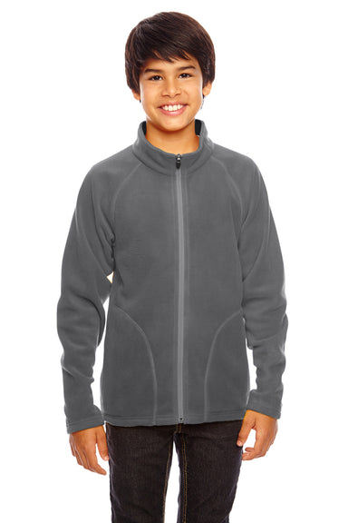 Team 365 TT90Y Youth Campus Pill Resistant Microfleece Full Zip Jacket Graphite Grey Model Front