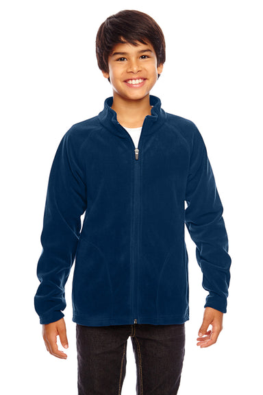 Team 365 TT90Y Youth Campus Pill Resistant Microfleece Full Zip Jacket Dark Navy Blue Model Front