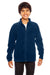 Team 365 TT90Y Youth Campus Pill Resistant Microfleece Full Zip Jacket Dark Navy Blue Model Front