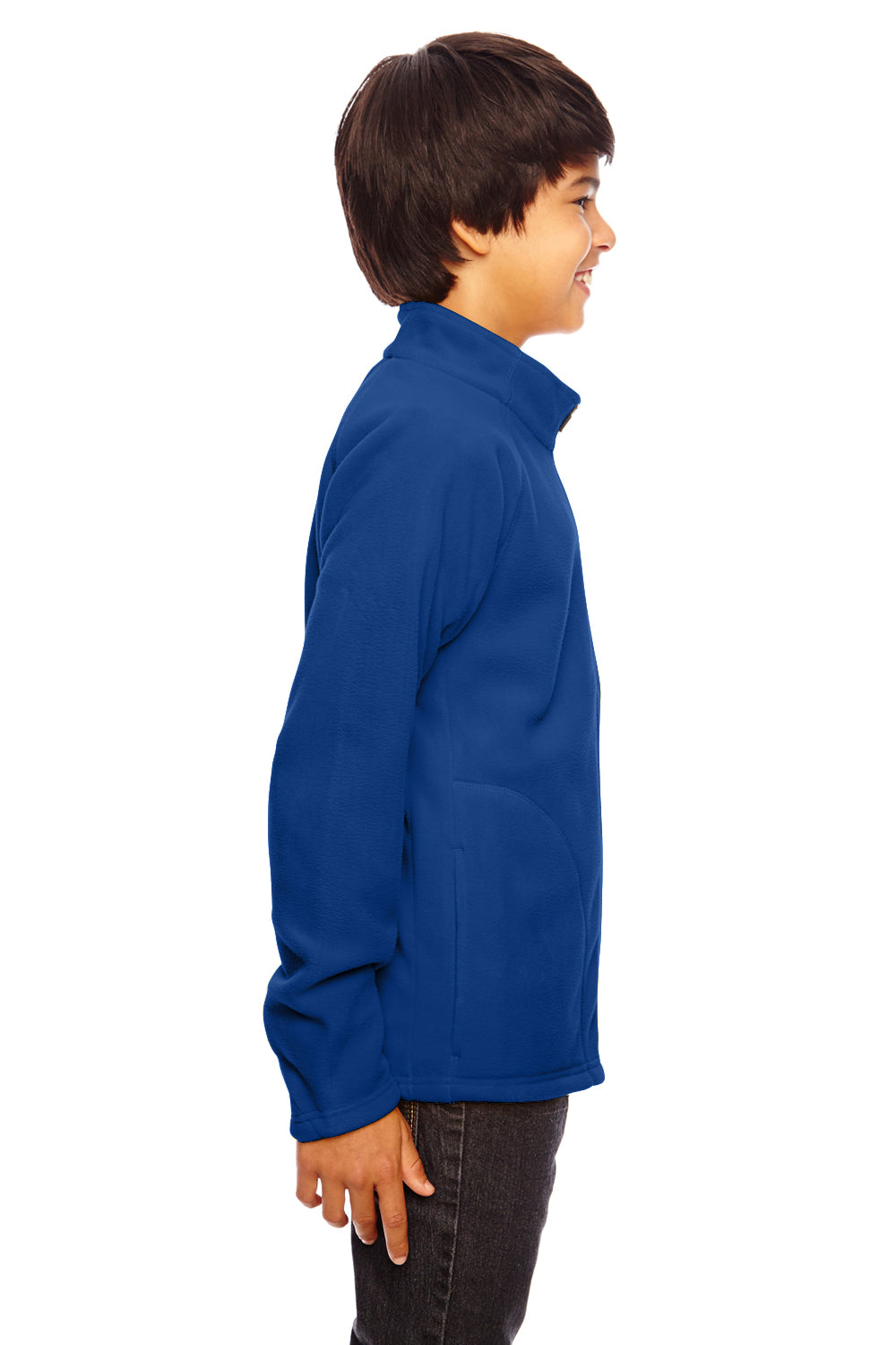 Team 365 TT90Y Youth Campus Pill Resistant Microfleece Full Zip Jacket Royal Blue Model Side