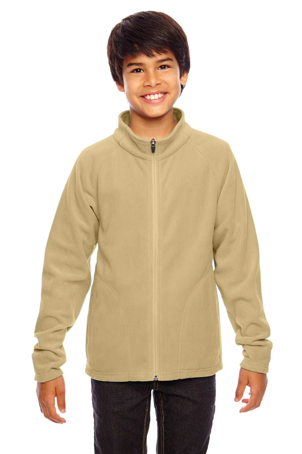 Team 365 TT90Y Youth Campus Pill Resistant Microfleece Full Zip Jacket Vegas Gold Model Front