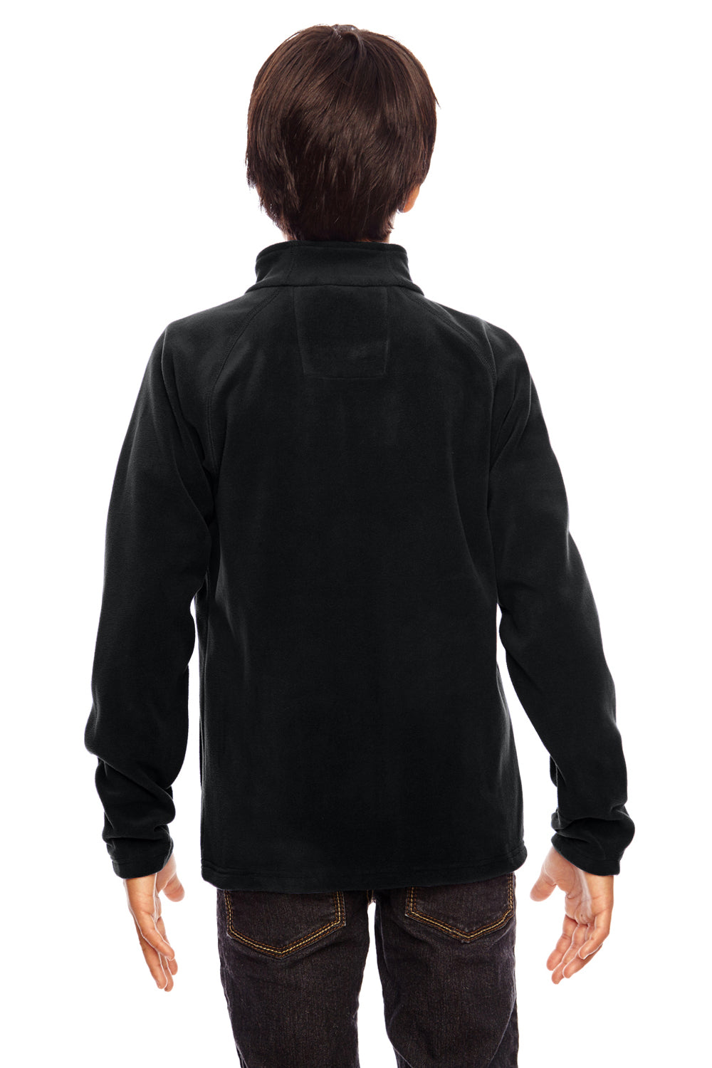 Team 365 TT90Y Youth Campus Pill Resistant Microfleece Full Zip Jacket Black Model Back