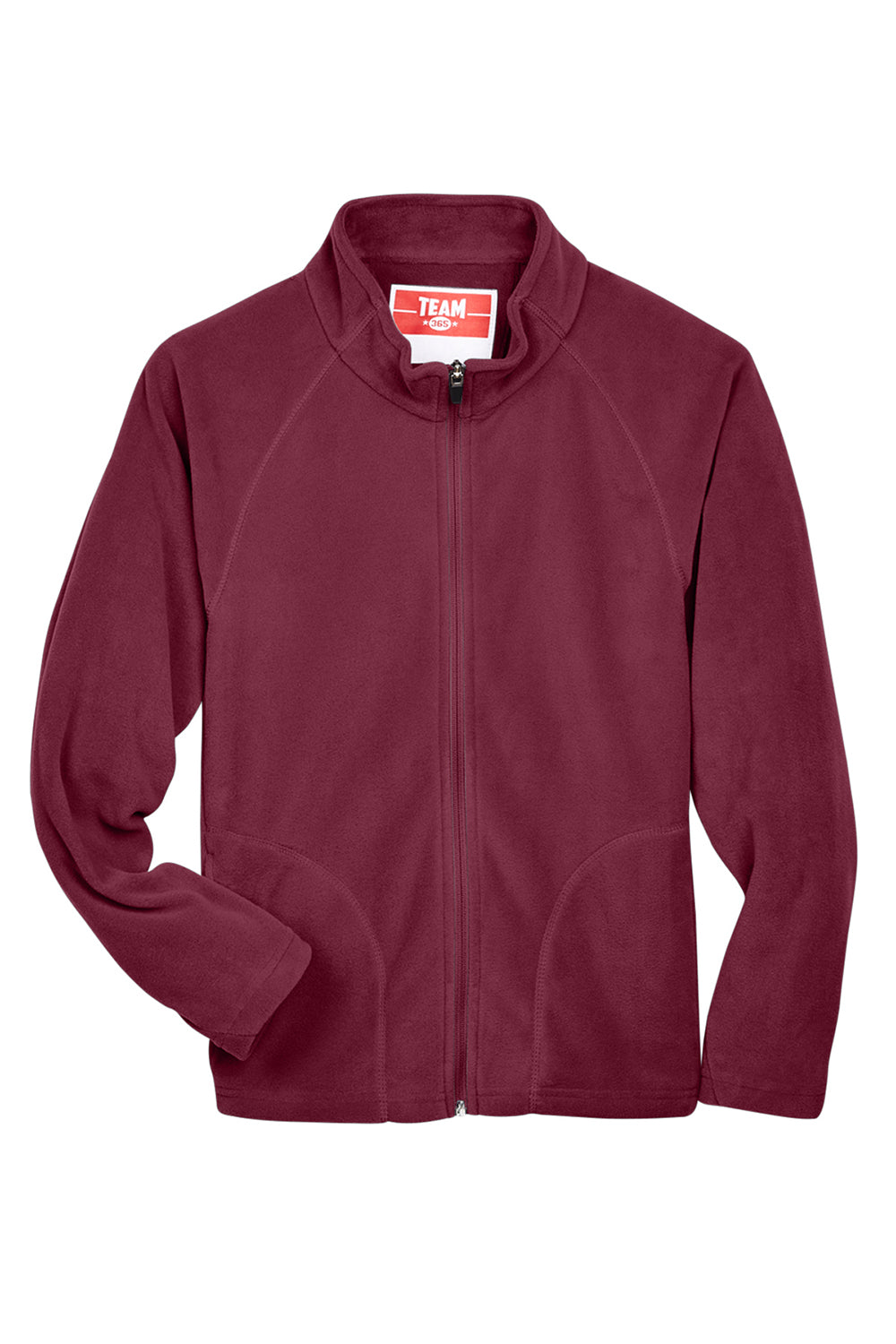 Team 365 TT90Y Youth Campus Pill Resistant Microfleece Full Zip Jacket Maroon Flat Front