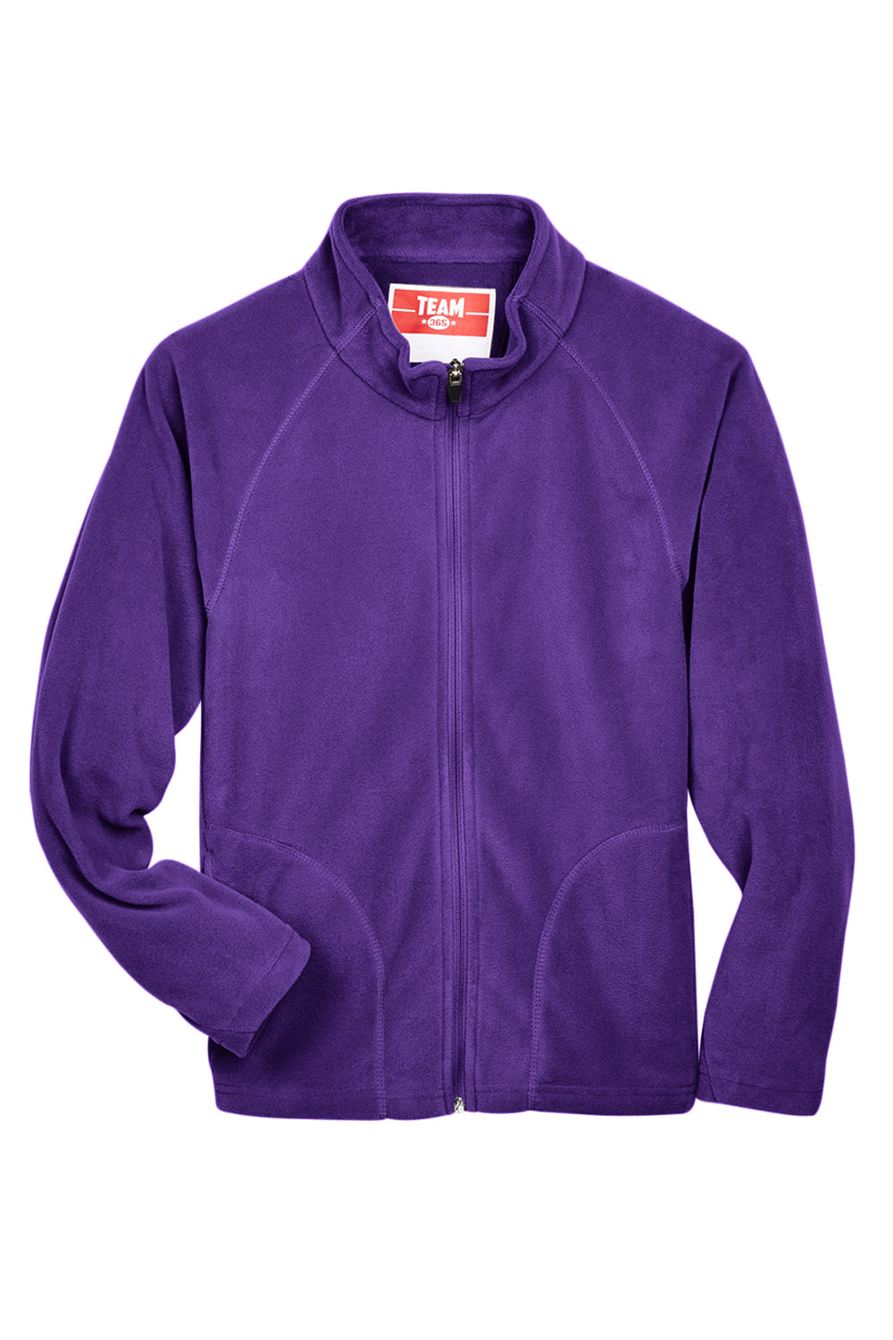 Team 365 TT90Y Youth Campus Pill Resistant Microfleece Full Zip Jacket Purple Flat Front