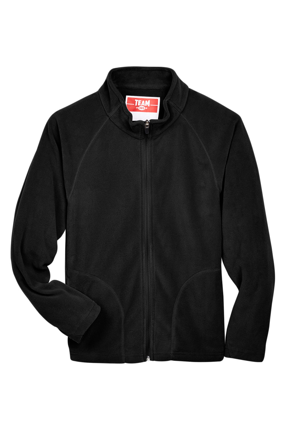 Team 365 TT90Y Youth Campus Pill Resistant Microfleece Full Zip Jacket Black Flat Front