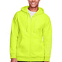 Team 365 Mens Zone HydroSport Fleece Water Resistant Full Zip Hooded Sweatshirt Hoodie - Safety Yellow