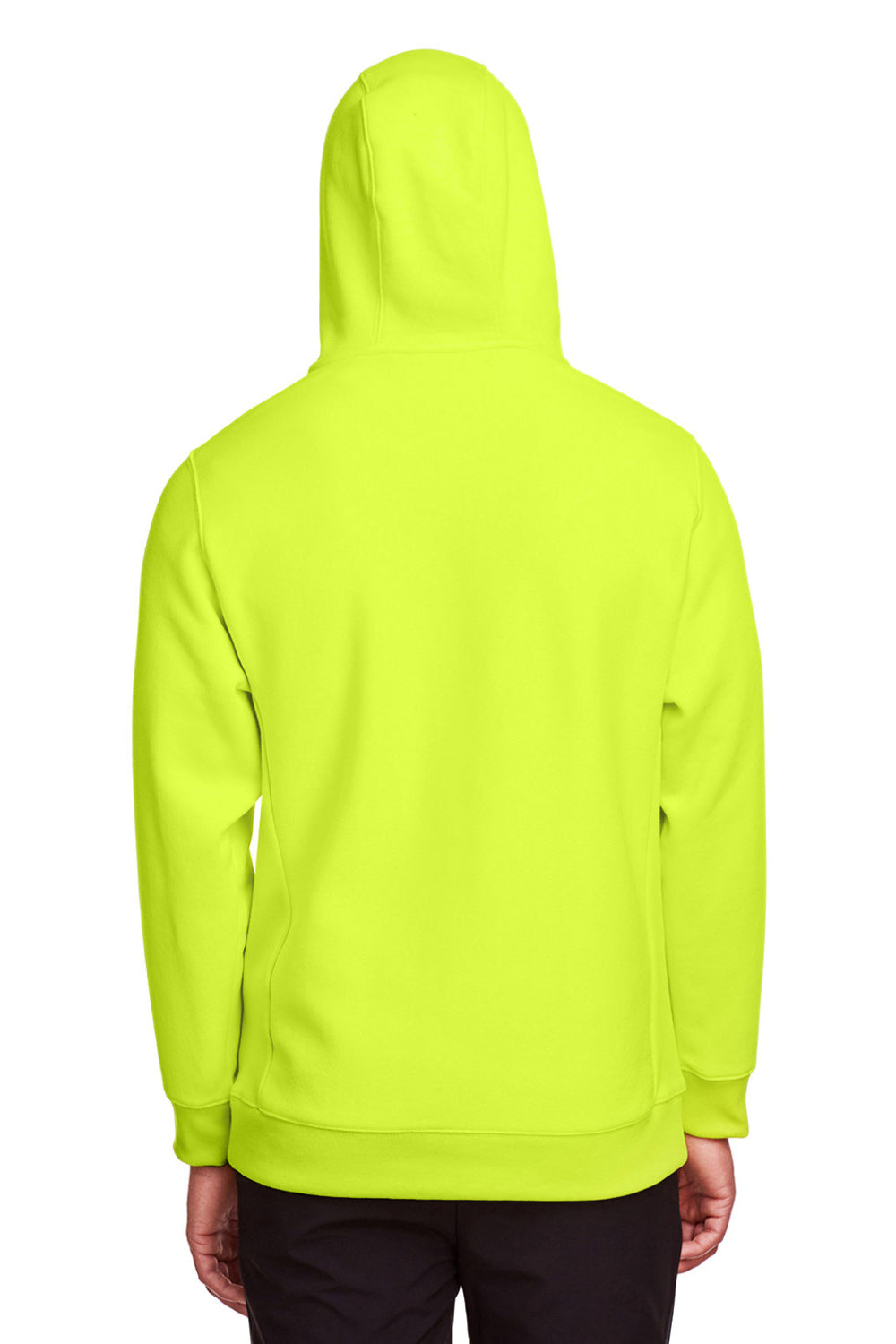 Team 365 TT95 Mens Zone HydroSport Fleece Water Resistant Full Zip Hooded Sweatshirt Hoodie Safety Yellow Model Back