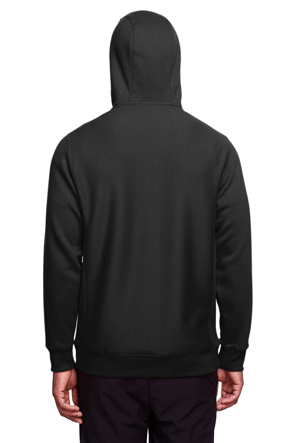 Team 365 TT95 Mens Zone HydroSport Fleece Water Resistant Full Zip Hooded Sweatshirt Hoodie Black Model Back