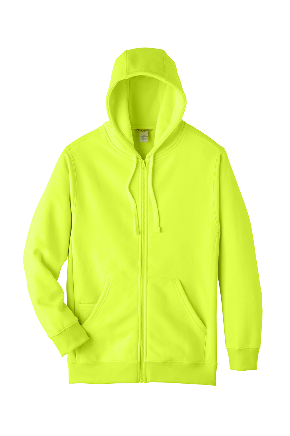 Team 365 TT95 Mens Zone HydroSport Fleece Water Resistant Full Zip Hooded Sweatshirt Hoodie Safety Yellow Flat Front