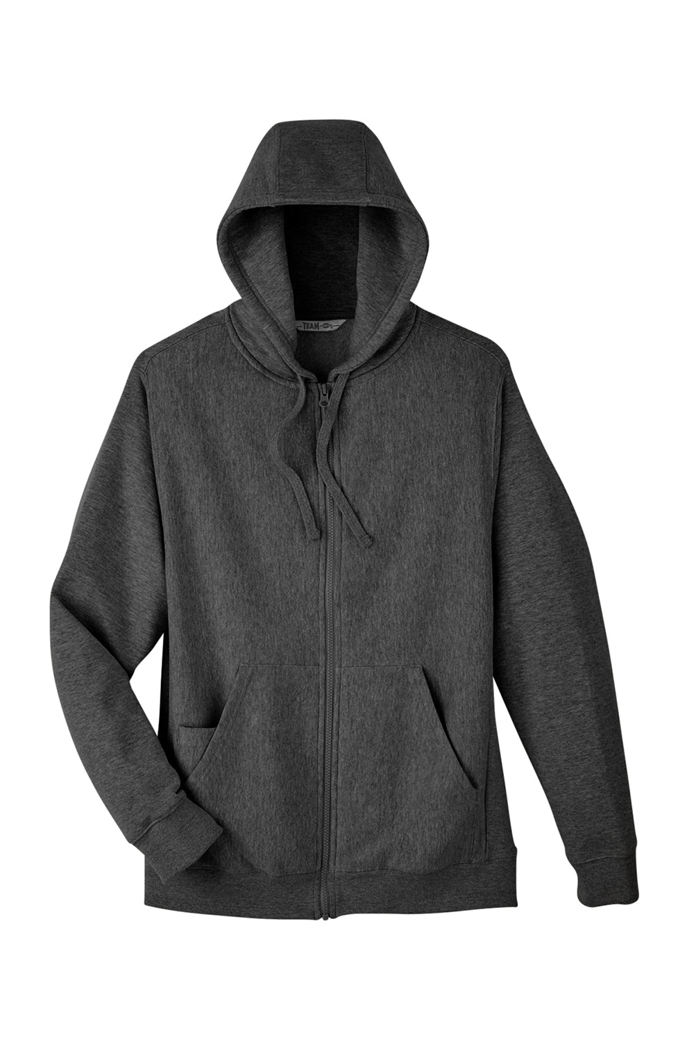 Team 365 TT95 Mens Zone HydroSport Fleece Water Resistant Full Zip Hooded Sweatshirt Hoodie Heather Dark Grey Flat Front