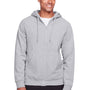 Team 365 Mens Zone HydroSport Fleece Water Resistant Full Zip Hooded Sweatshirt Hoodie - Heather Grey