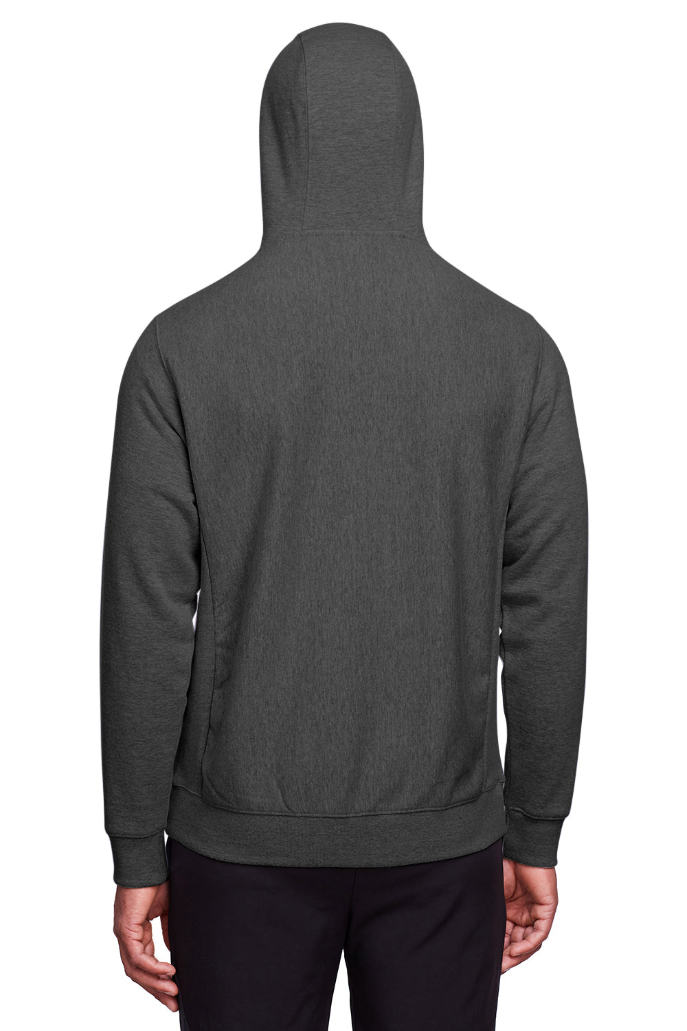 Team 365 TT95 Mens Zone HydroSport Fleece Water Resistant Full Zip Hooded Sweatshirt Hoodie Heather Dark Grey Model Back