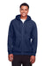 Team 365 TT95 Mens Zone HydroSport Fleece Water Resistant Full Zip Hooded Sweatshirt Hoodie Dark Navy Blue Model Front