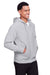 Team 365 TT95 Mens Zone HydroSport Fleece Water Resistant Full Zip Hooded Sweatshirt Hoodie Heather Grey Model 3q