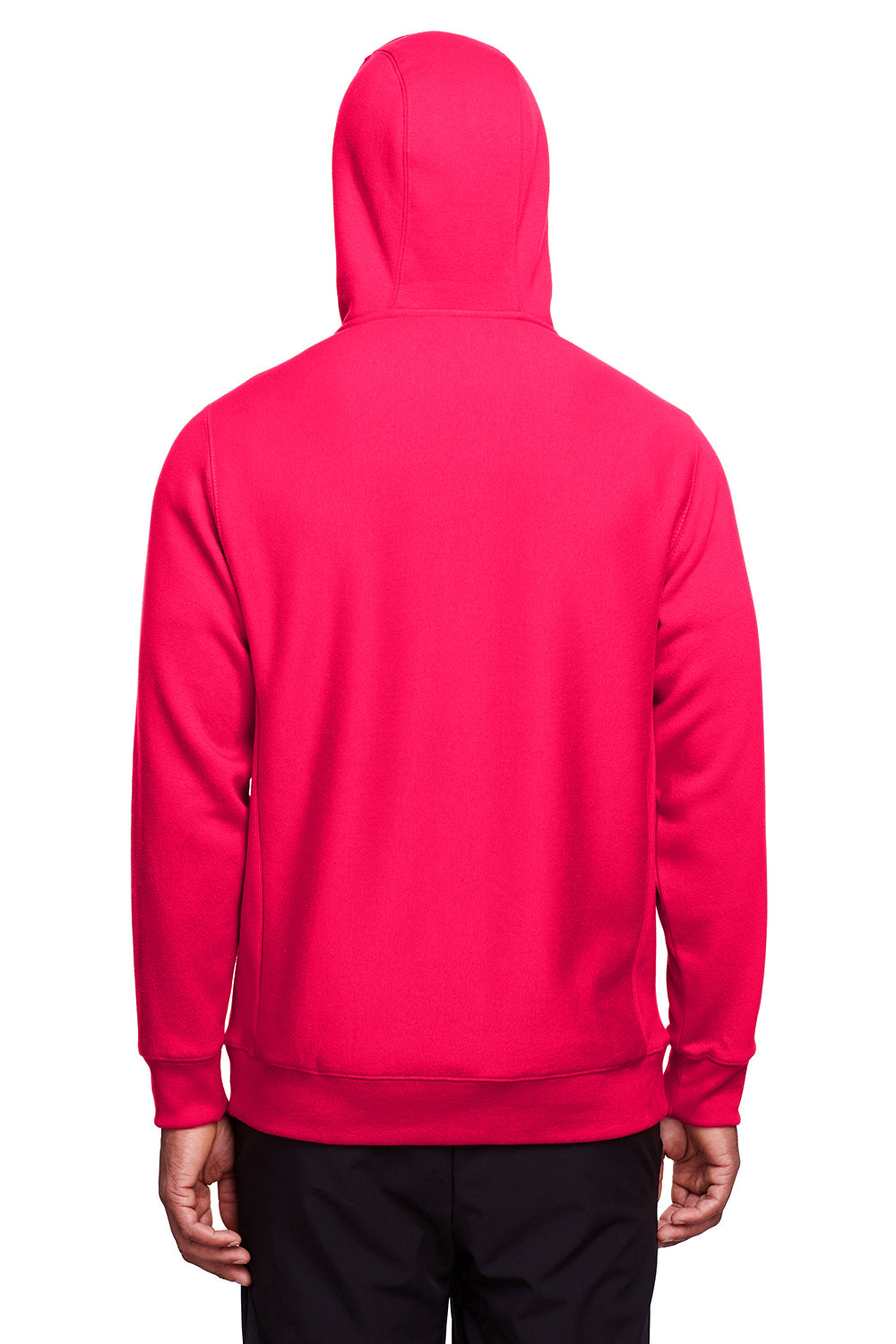 Team 365 TT95 Mens Zone HydroSport Fleece Water Resistant Full Zip Hooded Sweatshirt Hoodie Red Model Back