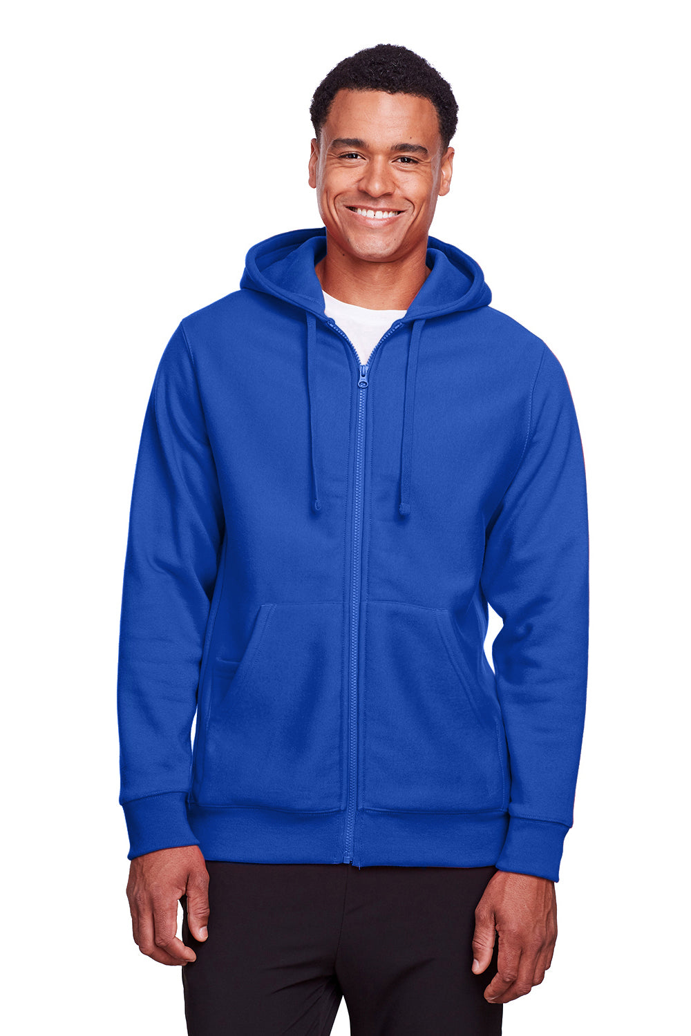 Team 365 TT95 Mens Zone HydroSport Fleece Water Resistant Full Zip Hooded Sweatshirt Hoodie Royal Blue Model Front