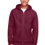 Team 365 Mens Zone HydroSport Fleece Water Resistant Full Zip Hooded Sweatshirt Hoodie - Dark Maroon