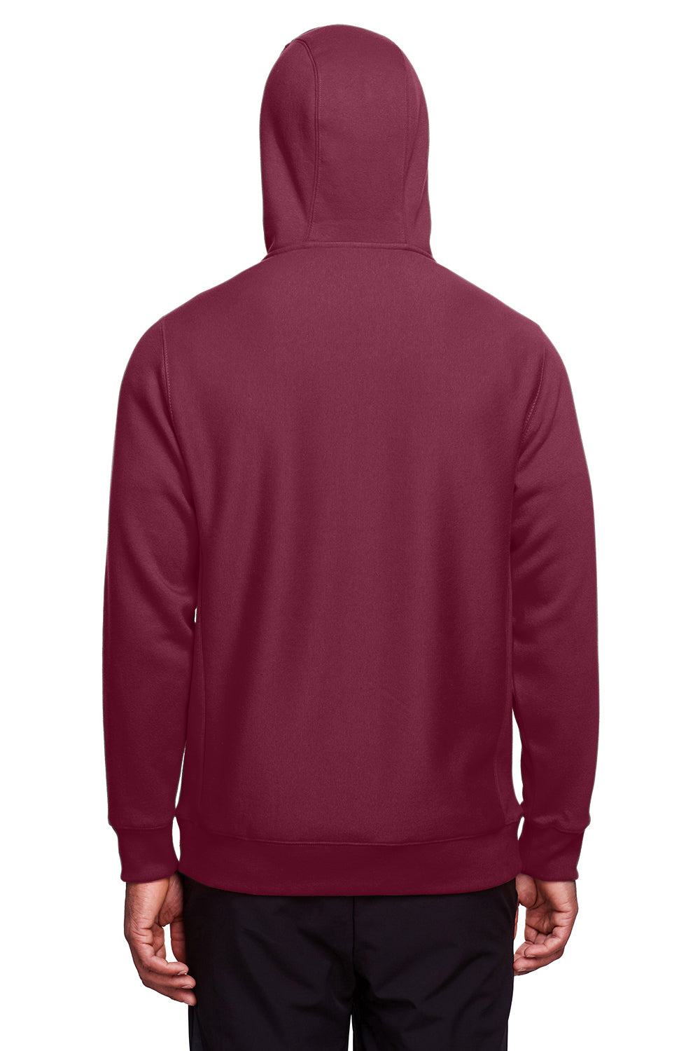 Team 365 TT95 Mens Zone HydroSport Fleece Water Resistant Full Zip Hooded Sweatshirt Hoodie Dark Maroon Model Back