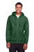 Team 365 TT95 Mens Zone HydroSport Fleece Water Resistant Full Zip Hooded Sweatshirt Hoodie Dark Green Model Front