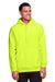 Team 365 TT96 Mens Zone HydroSport Fleece Water Resistant Hooded Sweatshirt Hoodie Safety Yellow Model Front