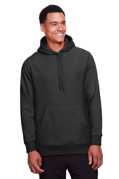 Team 365 TT96 Mens Zone HydroSport Fleece Water Resistant Hooded Sweatshirt Hoodie Black Model Front