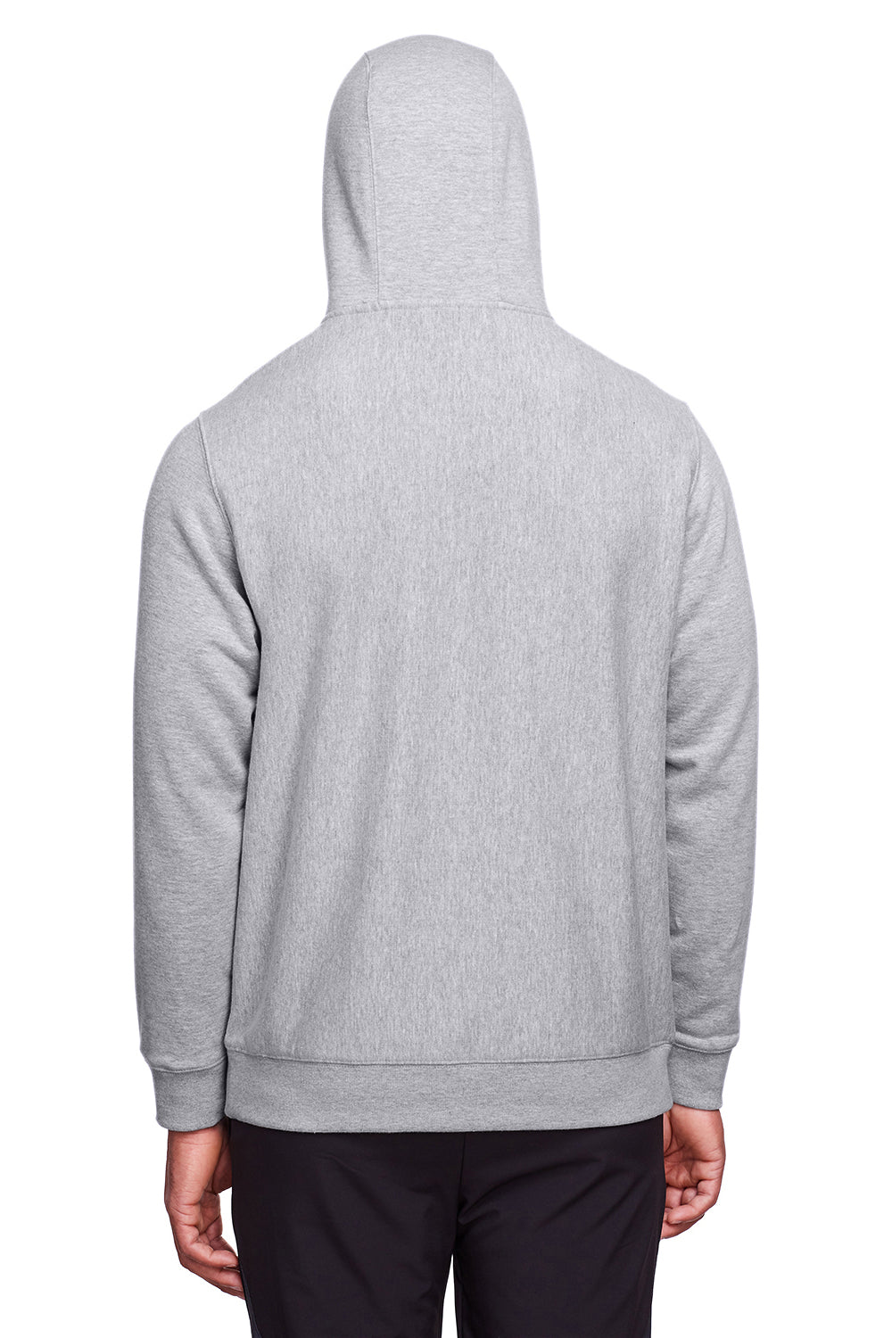 Team 365 TT96 Mens Zone HydroSport Fleece Water Resistant Hooded Sweatshirt Hoodie Heather Grey Model Back