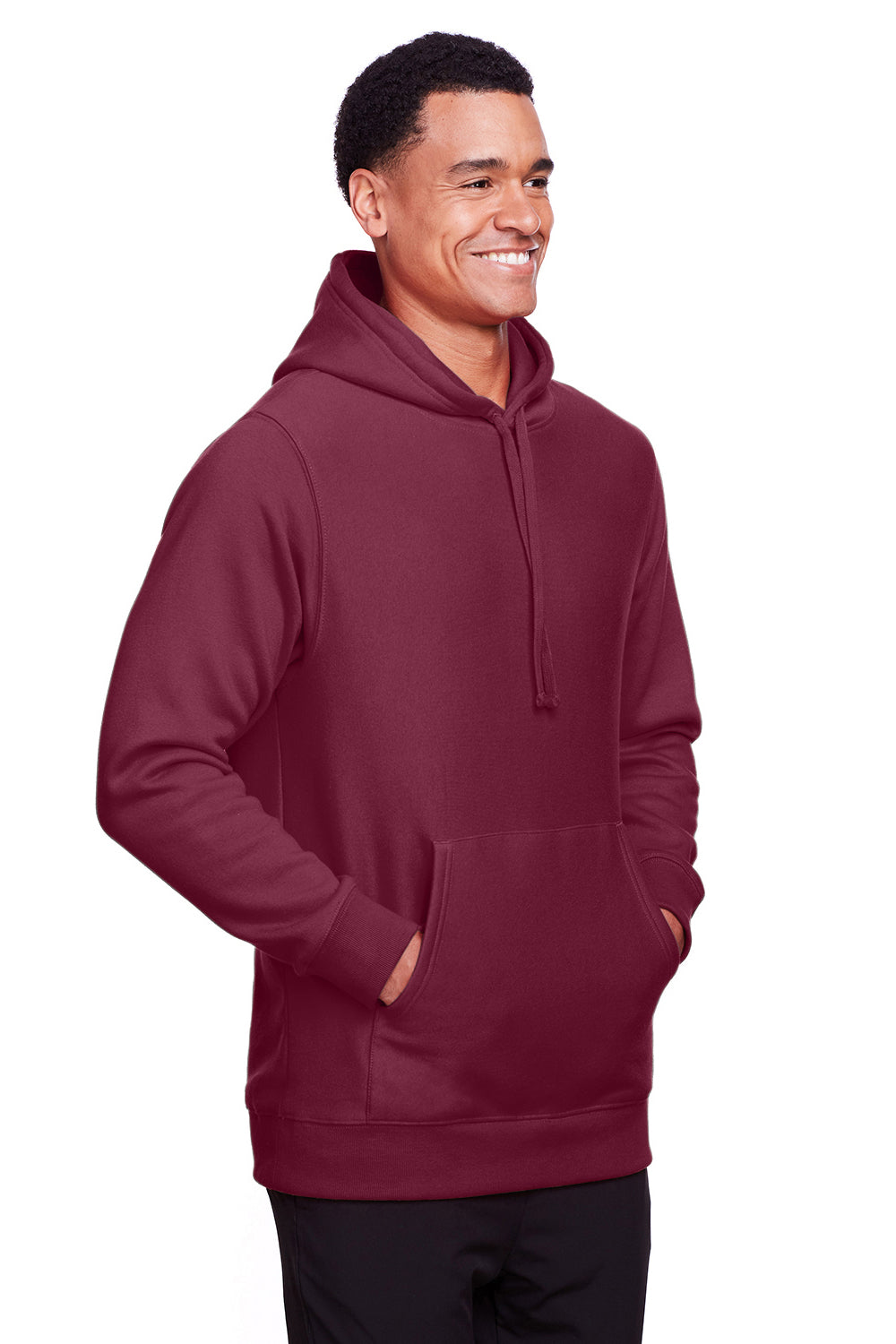 Team 365 TT96 Mens Zone HydroSport Fleece Water Resistant Hooded Sweatshirt Hoodie Dark Maroon Model 3q