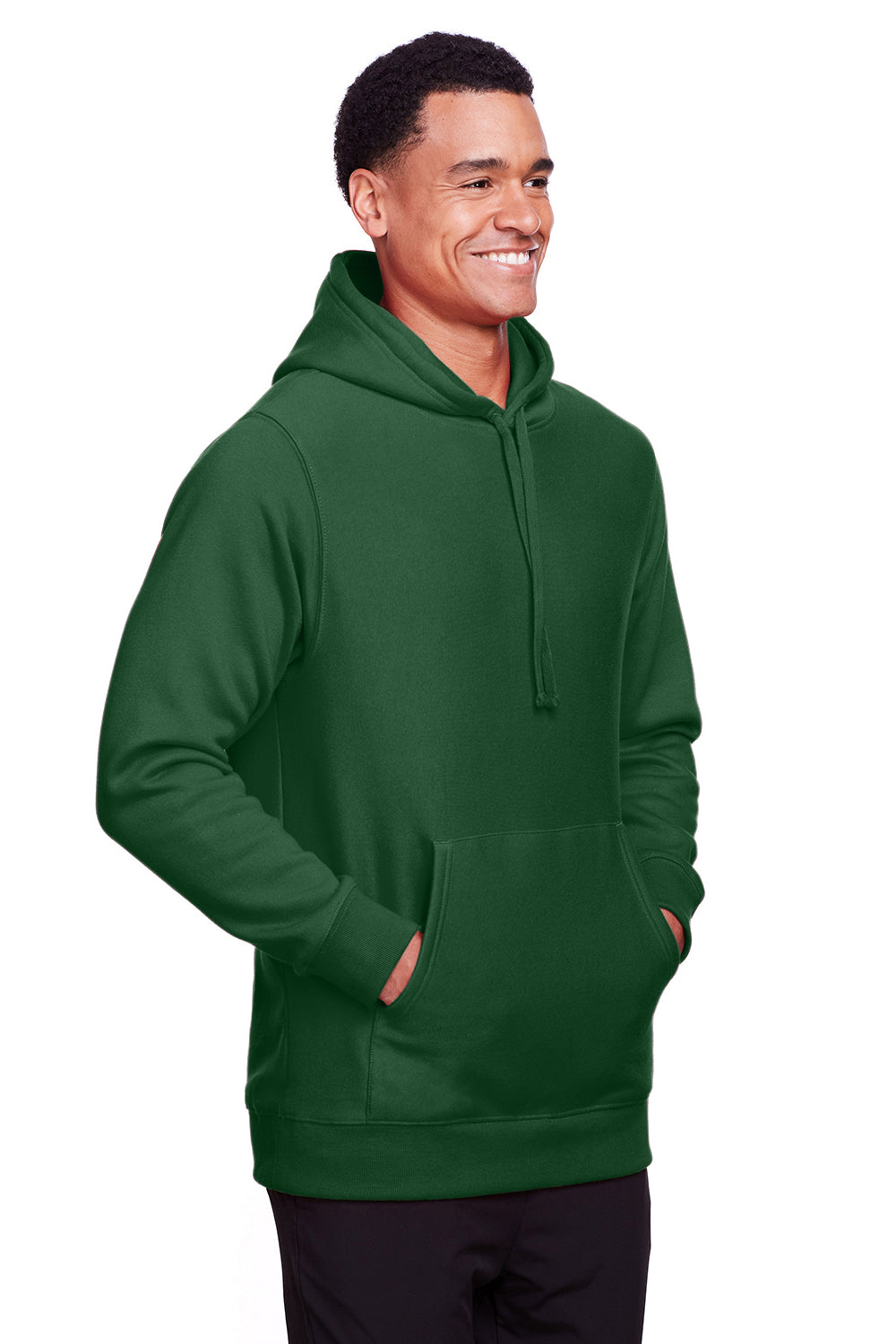 Team 365 TT96 Mens Zone HydroSport Fleece Water Resistant Hooded Sweatshirt Hoodie Dark Green Model 3q