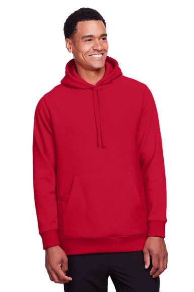 Team 365 TT96 Mens Zone HydroSport Fleece Water Resistant Hooded Sweatshirt Hoodie Red Model Front