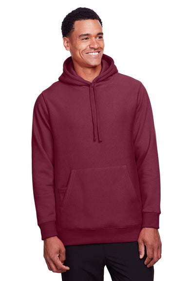 Team 365 TT96 Mens Zone HydroSport Fleece Water Resistant Hooded Sweatshirt Hoodie Dark Maroon Model Front