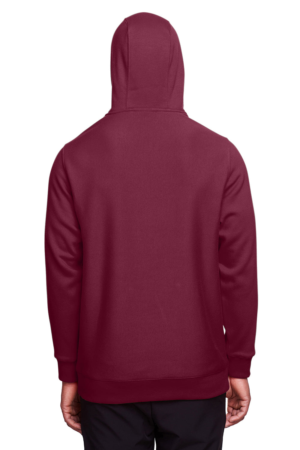 Team 365 TT96 Mens Zone HydroSport Fleece Water Resistant Hooded Sweatshirt Hoodie Dark Maroon Model Back