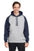 Team 365 TT96CB Mens Zone HydroSport Water Resistant Colorblock Hooded Sweatshirt Hoodie Heather Grey/Dark Navy Blue Model Front