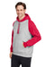 Team 365 TT96CB Mens Zone HydroSport Water Resistant Colorblock Hooded Sweatshirt Hoodie Heather Grey/Red Model 3q