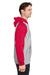 Team 365 TT96CB Mens Zone HydroSport Water Resistant Colorblock Hooded Sweatshirt Hoodie Heather Grey/Red Model Side