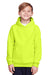 Team 365 TT96Y Youth Zone HydroSport Fleece Water Resistant Hooded Sweatshirt Hoodie Safety Yellow Model Front