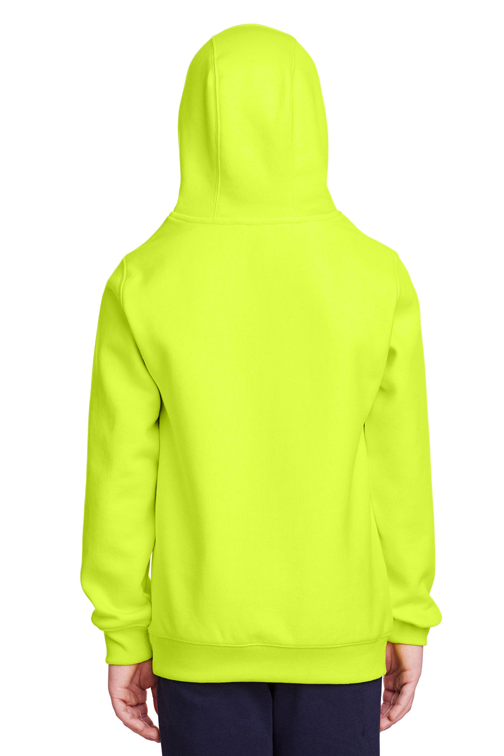 Team 365 TT96Y Youth Zone HydroSport Fleece Water Resistant Hooded Sweatshirt Hoodie Safety Yellow Model Back