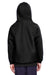 Team 365 TT96Y Youth Zone HydroSport Fleece Water Resistant Hooded Sweatshirt Hoodie Black Model Back