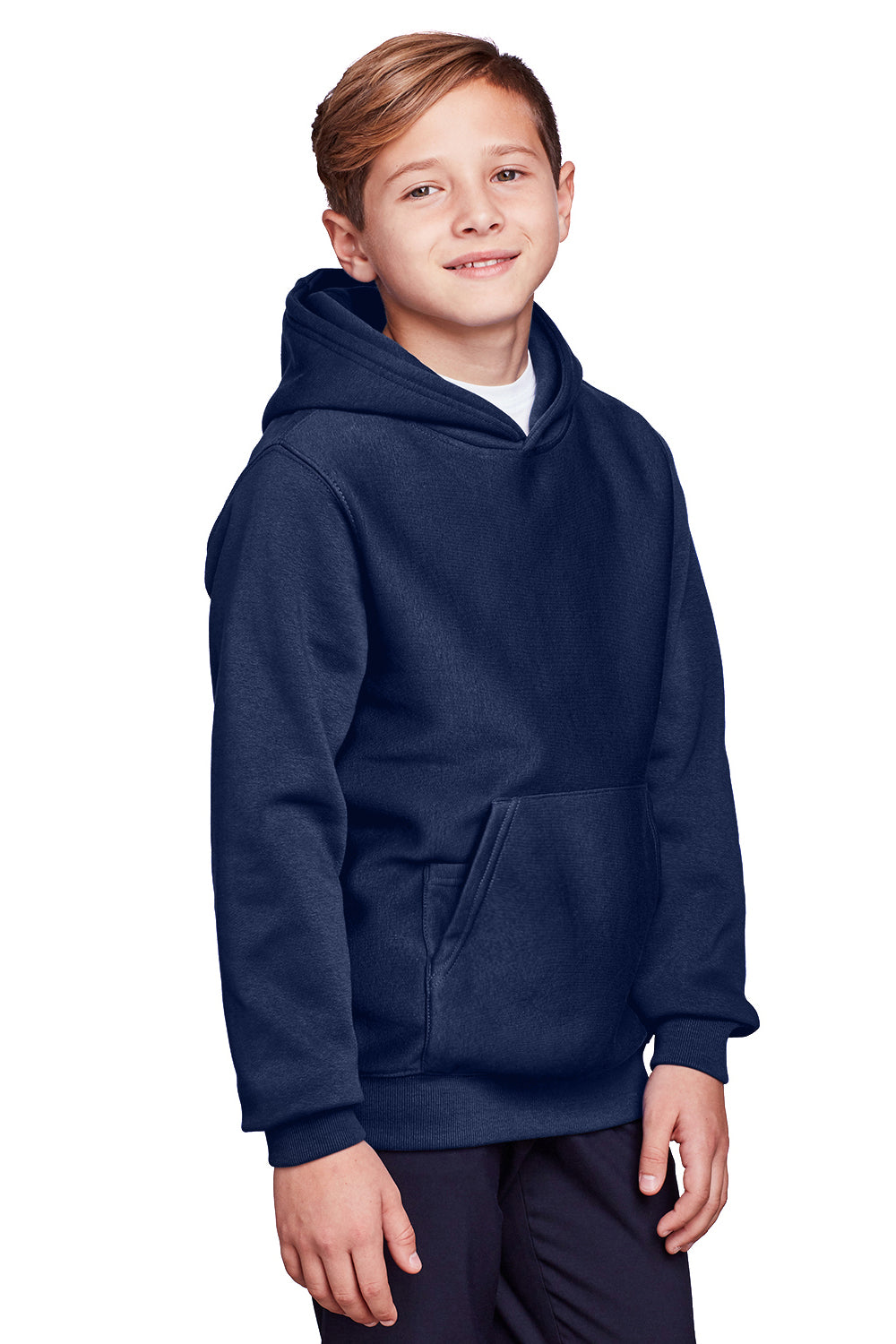 Team 365 TT96Y Youth Zone HydroSport Fleece Water Resistant Hooded Sweatshirt Hoodie Dark Navy Blue Model 3q