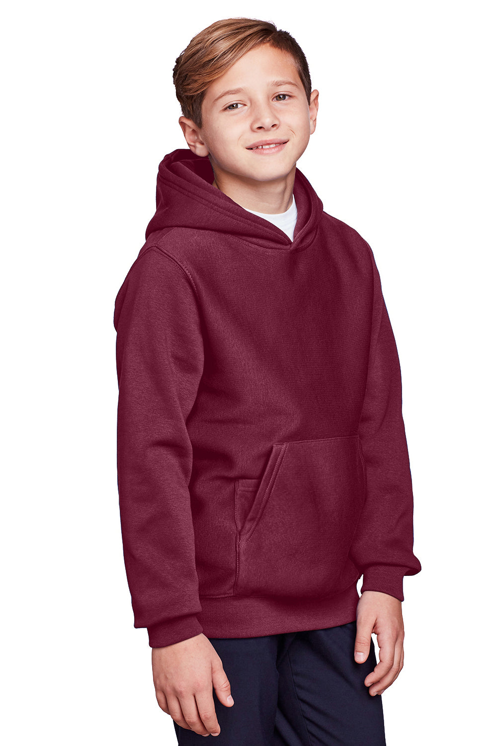 Team 365 TT96Y Youth Zone HydroSport Fleece Water Resistant Hooded Sweatshirt Hoodie Dark Maroon Model 3q