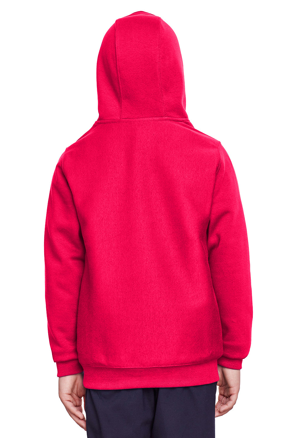 Team 365 TT96Y Youth Zone HydroSport Fleece Water Resistant Hooded Sweatshirt Hoodie Red Model Back