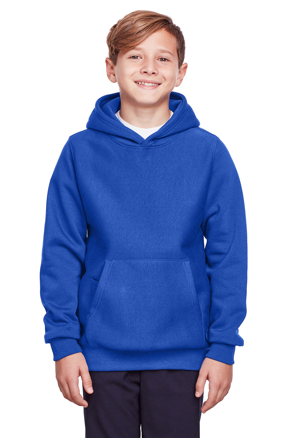 Team 365 TT96Y Youth Zone HydroSport Fleece Water Resistant Hooded Sweatshirt Hoodie Royal Blue Model Front