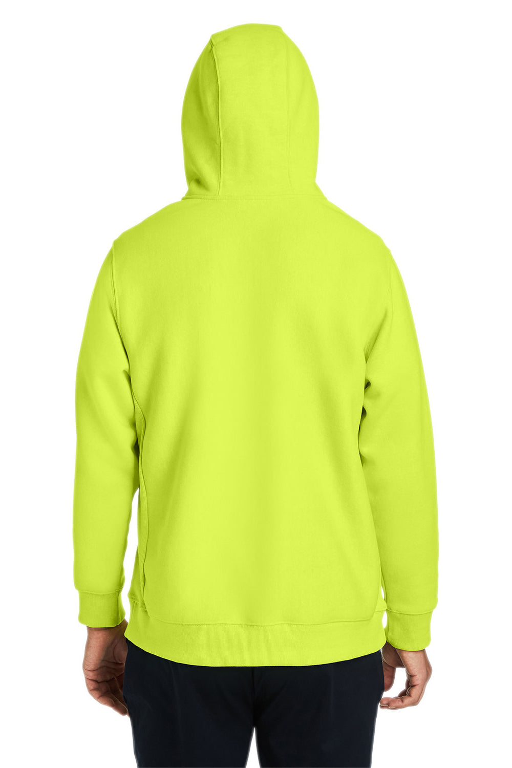 Team 365 TT97 Mens Zone HydroSport Water Resistant 1/4 Zip Hooded Sweatshirt Hoodie Safety Yellow Model Back