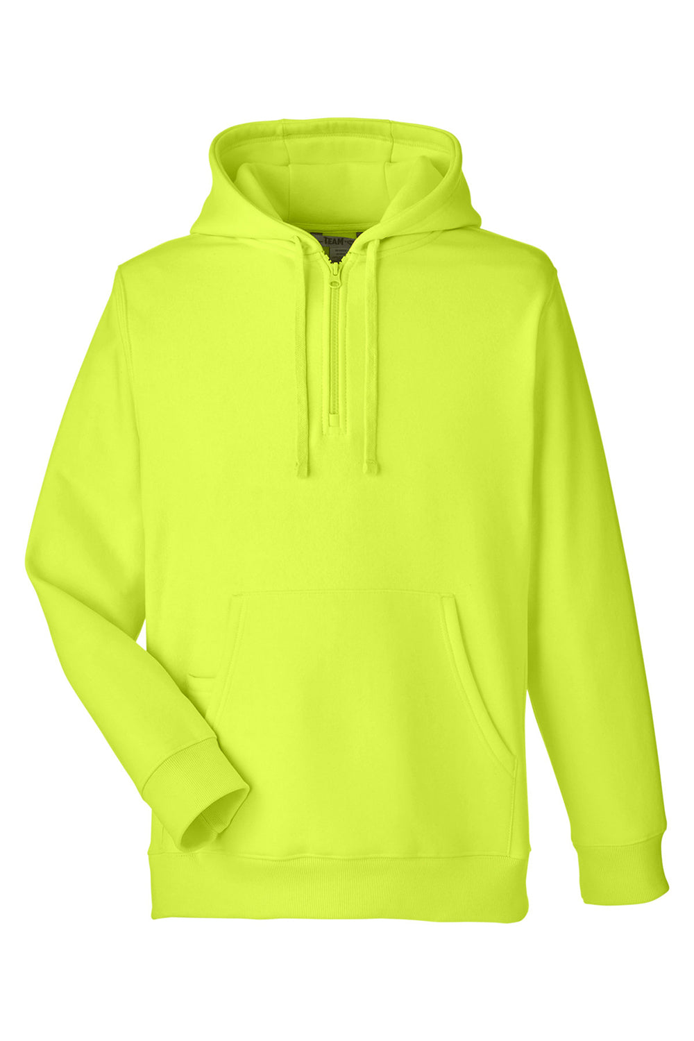 Team 365 TT97 Mens Zone HydroSport Water Resistant 1/4 Zip Hooded Sweatshirt Hoodie Safety Yellow Flat Front