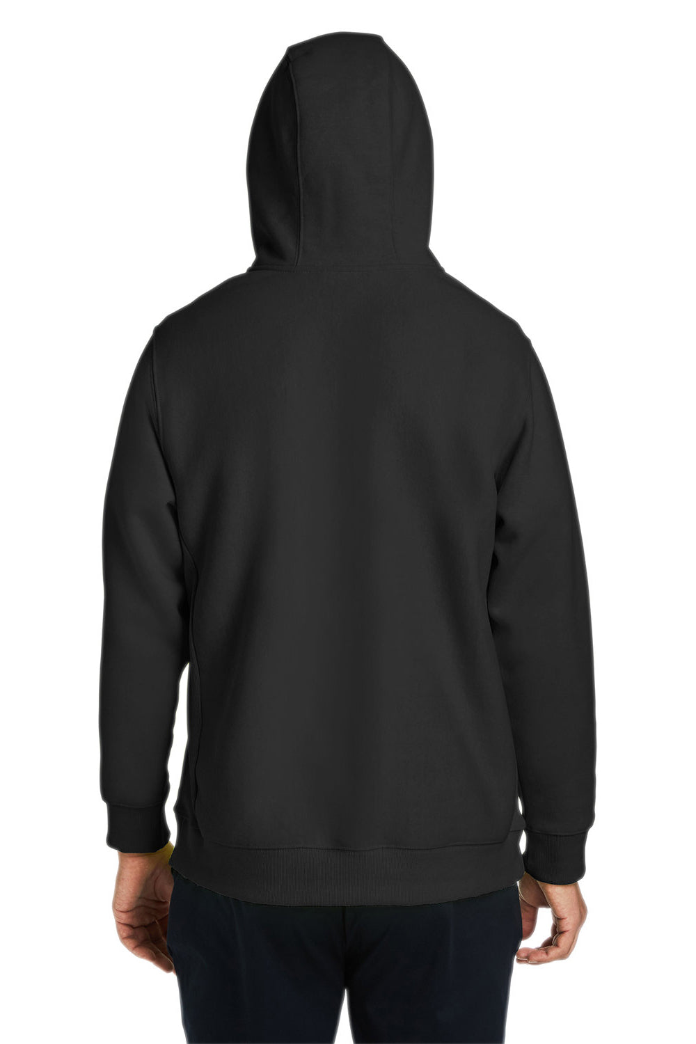 Team 365 TT97 Mens Zone HydroSport Water Resistant 1/4 Zip Hooded Sweatshirt Hoodie Black Model Back