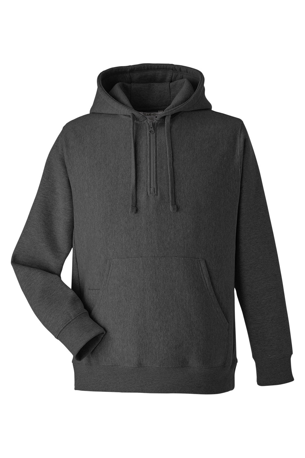 Team 365 TT97 Mens Zone HydroSport Water Resistant 1/4 Zip Hooded Sweatshirt Hoodie Heather Dark Grey Flat Front