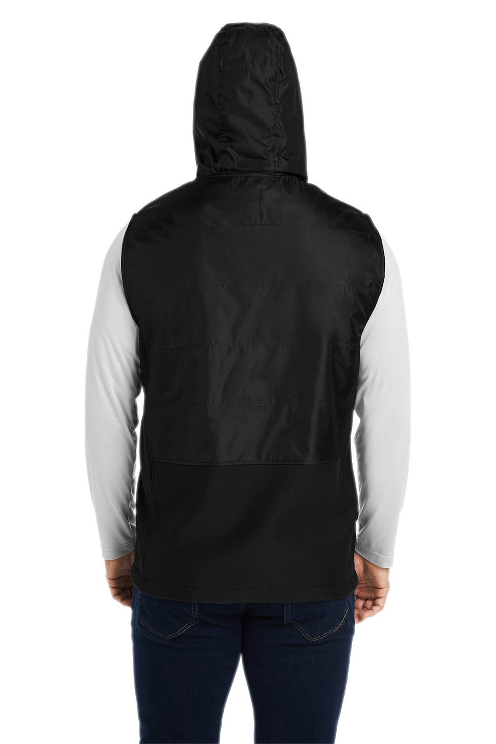 Team 365 TT99 Mens Zone HydroSport Hybrid Water Resistant Full Zip Hooded Vest Black Model Back