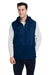 Team 365 TT99 Mens Zone HydroSport Hybrid Water Resistant Full Zip Hooded Vest Dark Navy Blue Model Front