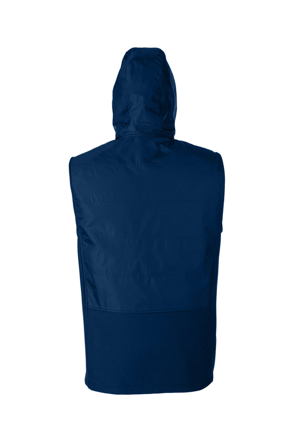 Team 365 TT99 Mens Zone HydroSport Hybrid Water Resistant Full Zip Hooded Vest Dark Navy Blue Flat Back